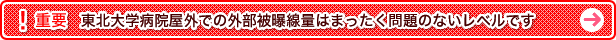 東北大学病院屋外での外部被曝線量はまったく問題のないレベルです