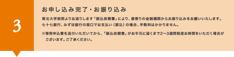 3：お申し込み完了・お振り込み