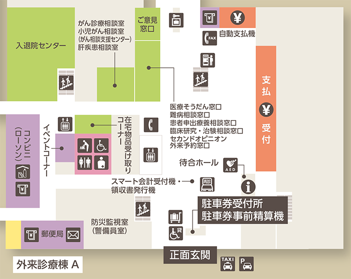 駐車券受付所・駐車券事前精算機案内図